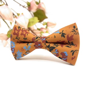 Burnt Orange Floral Bow Tie: Wedding, Ring Bearer, Baby, Boy