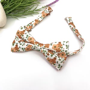 Burnt Orange Floral Bow Tie: Wedding, Groomsmen, Baby & Kids