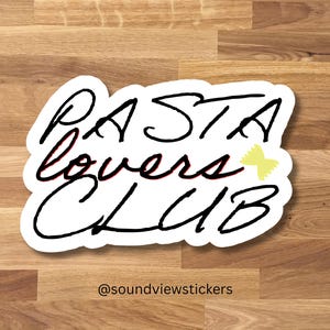 Pasta Lovers Club Sticker - Waterproof Farfalle Pasta Design