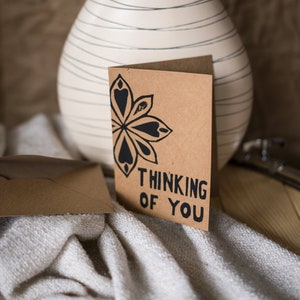 Grußkarte mit Umschlag | Linoldruck | Thinking of you | für Freunde und Familie