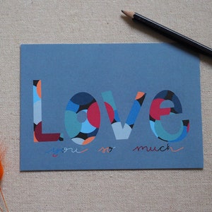 Postkarte | Digitale Illustration | "Love you so much" | Recyclingpapier | Liebe