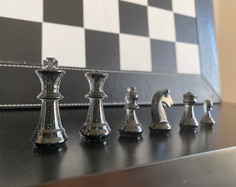 Tablero De Ajedrez Plegable con negro y blanco 3in1 juego de ajedrez magnético viajes Set Reino Unido 