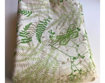 Vera Burlington Retro Vintage Grünes Schmetterlings- und Farn-Spannbettlaken (Einzelbett) aus den 1970er Jahren