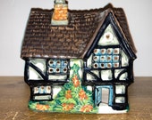 Vintage Derek Fowler Night light lamp shade. Tudor pottery cottage.