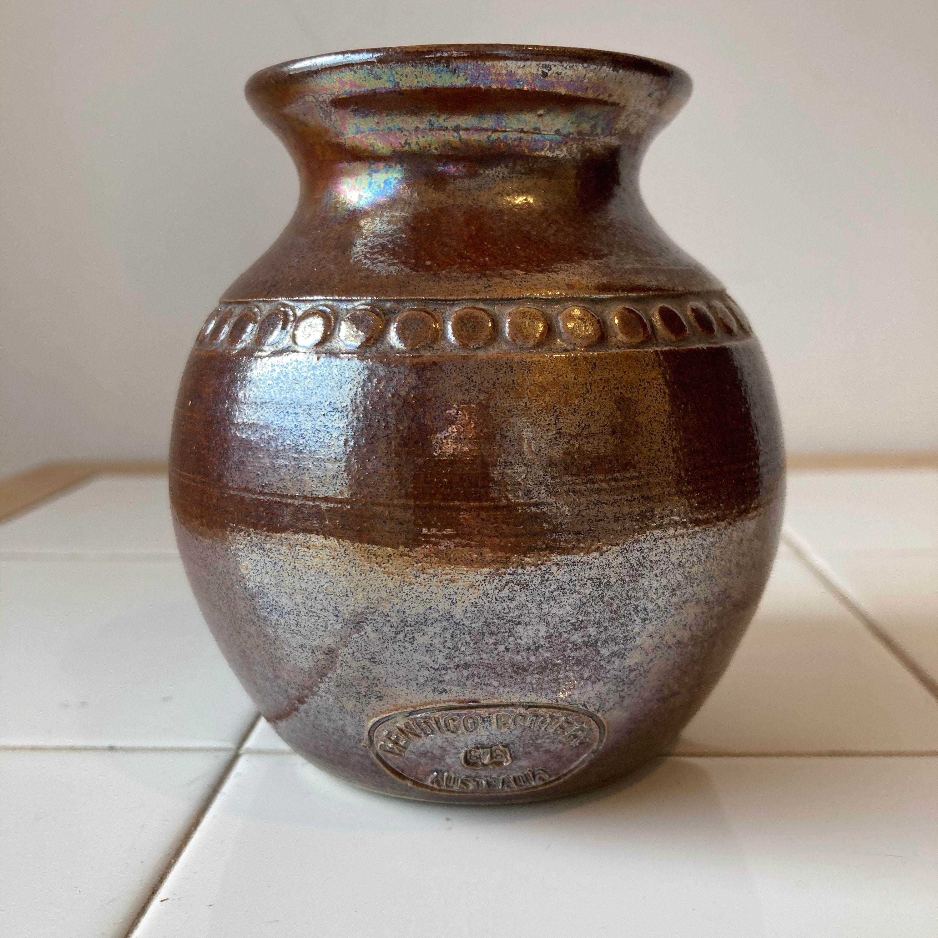 Vintage Bendigo Pottery Bud Vase Jar Brown Lustre Glaze. Greg Etsy UK
