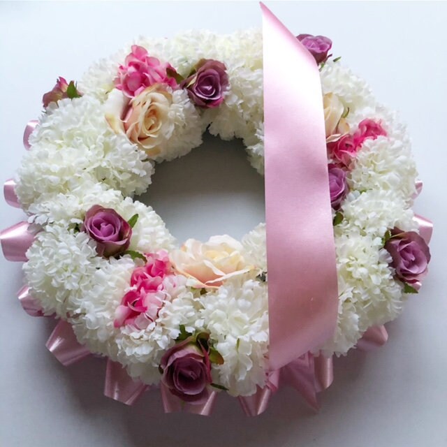 Silk Flower Memorial Wreath Etsy