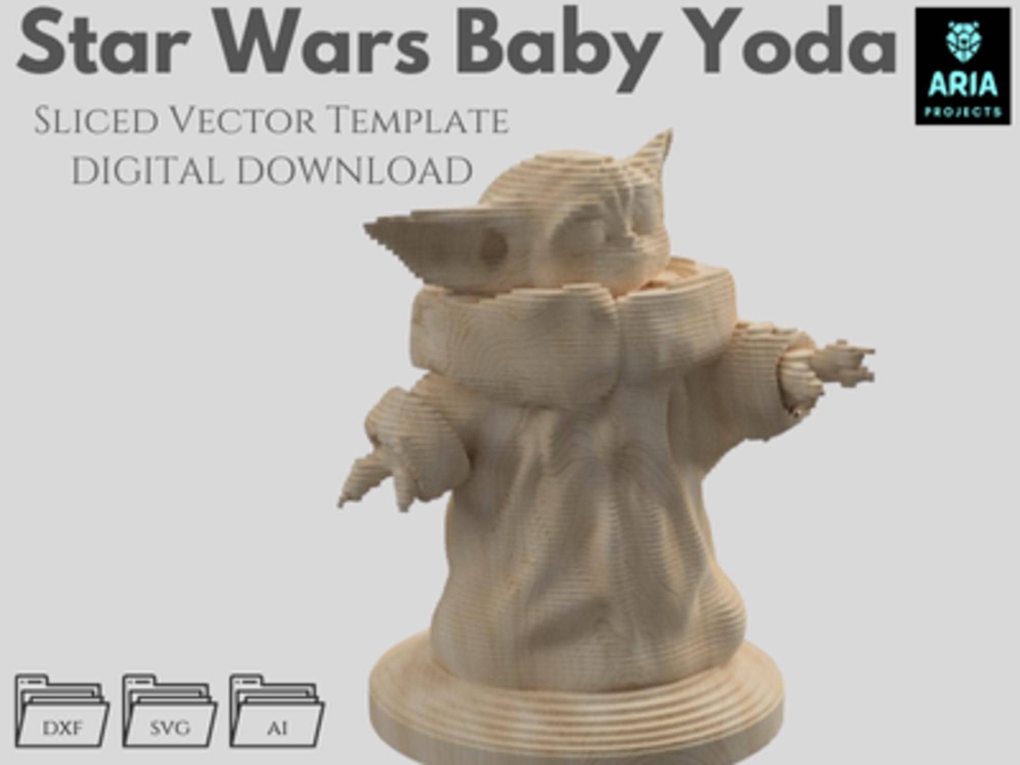 Baby Yoda – Sliced Vector Template, Parametric, Multilayer (DXF, SVG, AI)