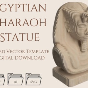 Egyptian Pharaoh Statue - Sliced Vector Template, Parametric, Multilayer Laser Cut File (DXF, SVG, AI)