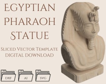 Egyptian Pharaoh Statue - Sliced Vector Template, Parametric, Multilayer Laser Cut File (DXF, SVG, AI)