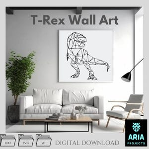 Art mural T-Rex - Image vectorielle en tranches d'une seule pièce, silhouette de dinosaure (DXF, SVG, AI)