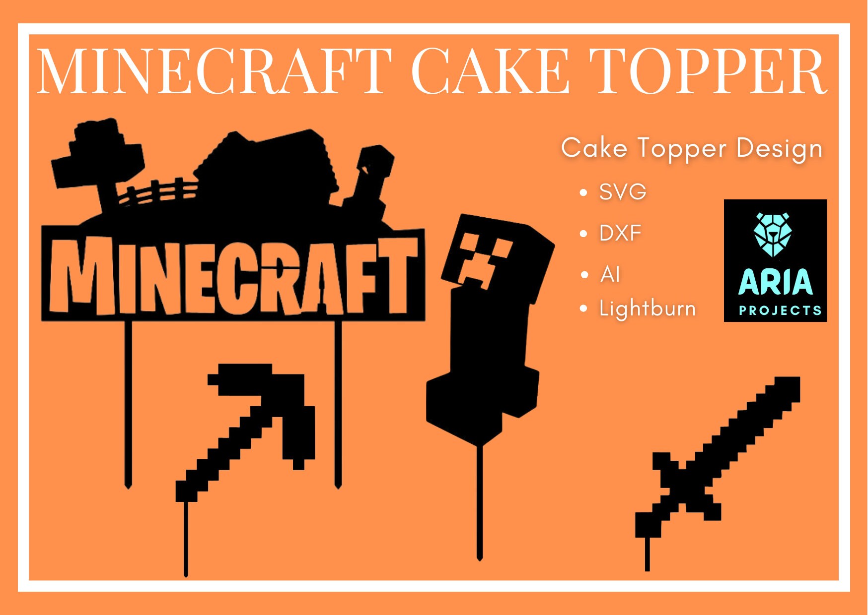 Minecraft Cake Topper Lightburn Files