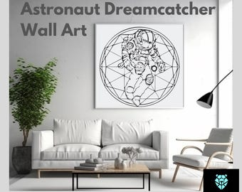 Astronaut Dreamcatcher Wall Art – Single-Piece Sliced Vector, Space Meets Geometry (DXF, SVG, AI)