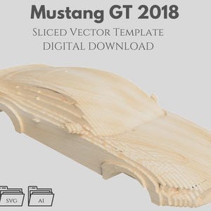 Mustang gt 2018  Sliced Vector Template, Parametric, Multilayer (DXF, SVG, AI)