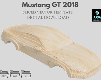 Mustang gt 2018  Sliced Vector Template, Parametric, Multilayer (DXF, SVG, AI)