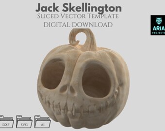 Jack Skellington Lantern – Sliced Vector Template, Parametric, Multilayer (DXF, SVG, AI)