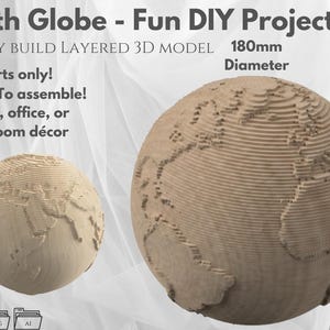 Earth Globe - Sliced Vector Template, Parametric, Multilayer Laser Cut File (DXF, SVG, AI)