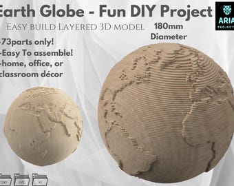 Earth Globe - Sliced Vector Template, Parametric, Multilayer Laser Cut File (DXF, SVG, AI)