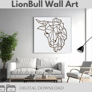 Art mural Lionbul - Image vectorielle en tranches d'une seule pièce, fusion animale audacieuse (DXF, SVG, AI)
