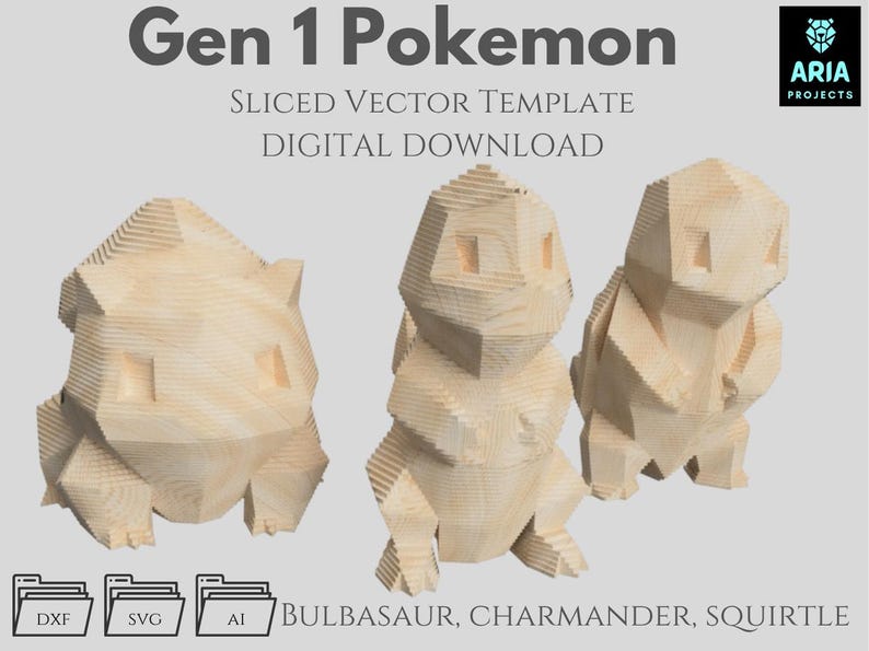 Pokémon Starter Bundle – Charmander, Squirtle & Bulbasaur – Sliced ...