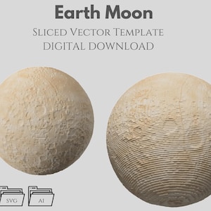 Earth Moon – Sliced Vector Template, Parametric, Multilayer (DXF, SVG, AI)