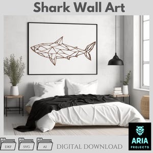 Art mural requin - vecteur tranché d'une seule pièce, silhouette audacieuse de prédateur de l'océan (DXF, SVG, AI)