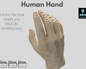 Human Hand – Sliced Vector Template, Parametric, Multilayer (DXF, SVG, AI)