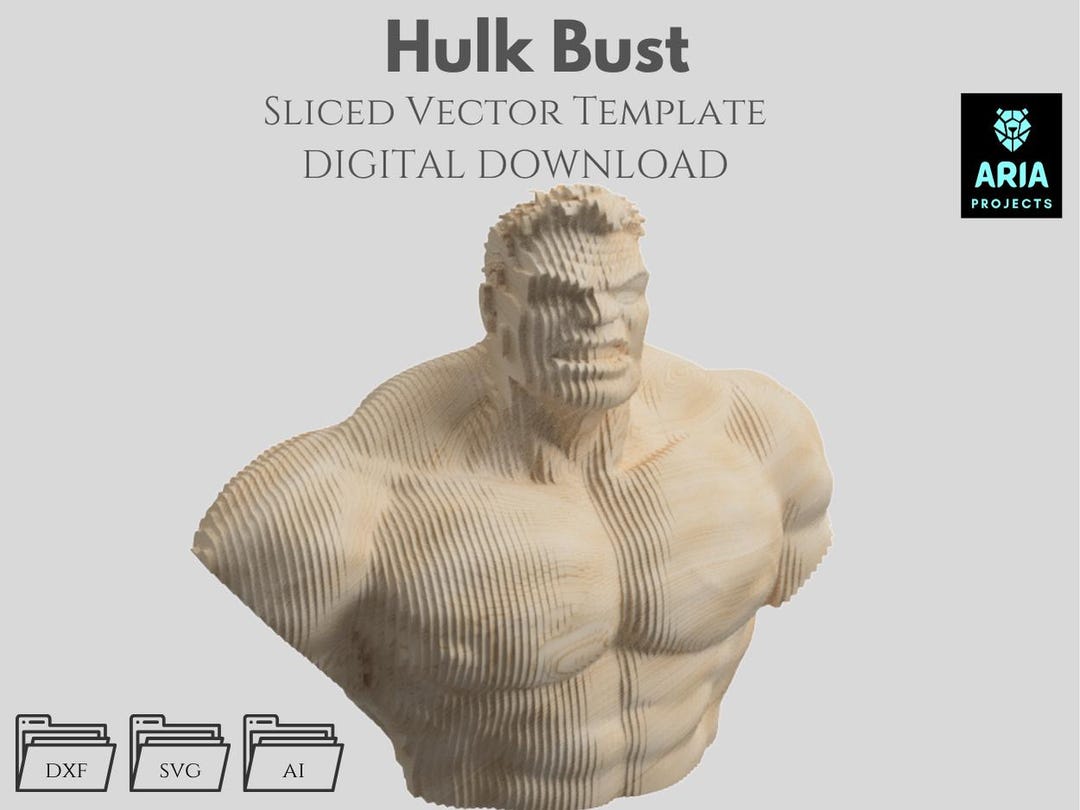 Hulk Bust – Sliced Vector Template, Parametric, Multilayer (DXF, SVG ...