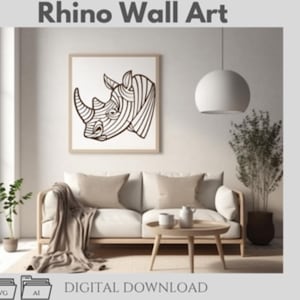Art mural rhinocéros - vecteur tranché d'une seule pièce, silhouette animale puissante (DXF, SVG, AI)