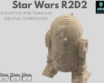 Star Wars R2-D2 – Sliced Vector Template, Parametric, Multilayer (DXF, SVG, AI)