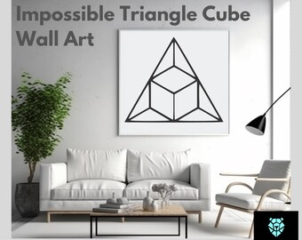 Impossible Triangle Cube Wall Art – Single-Piece Sliced Vector, Geometric Illusion (DXF, SVG, AI)