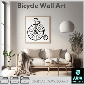 Décoration murale vélo - vecteur tranché d'une seule pièce, silhouette cycliste minimale (DXF, SVG, AI)