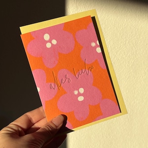 Klappkarte "Alles Liebe" / Pink Flowers / Grußkarte / Geschenkkarte