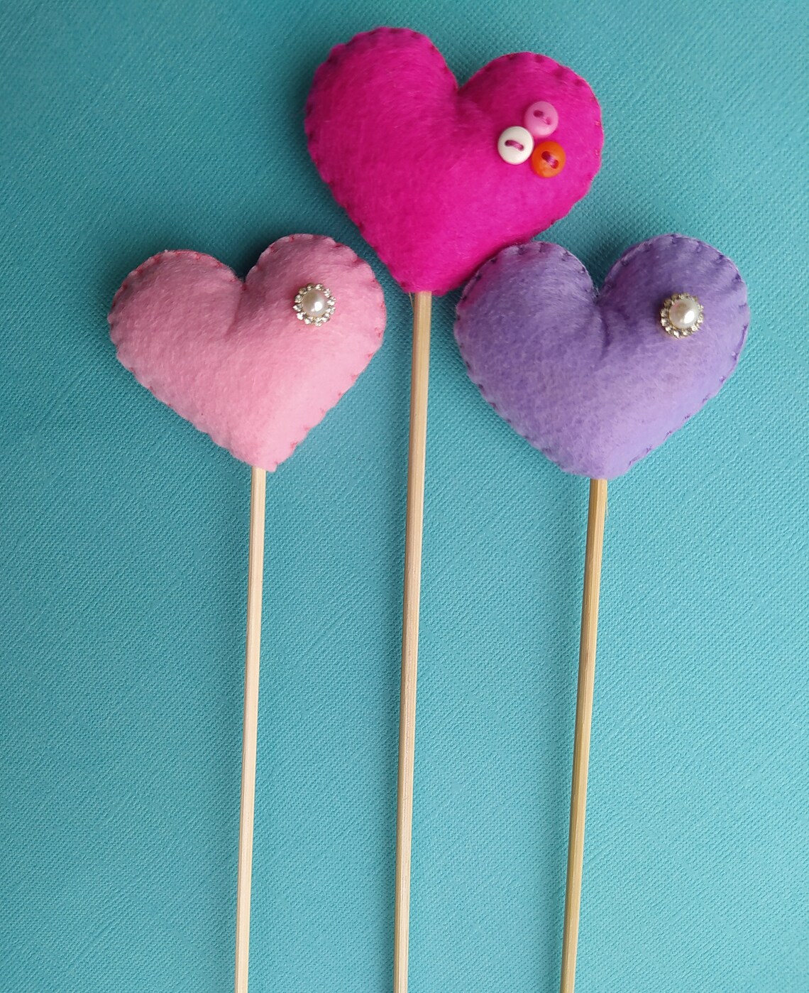 Heart of felt on a stick Valentine's Day gift Etsy