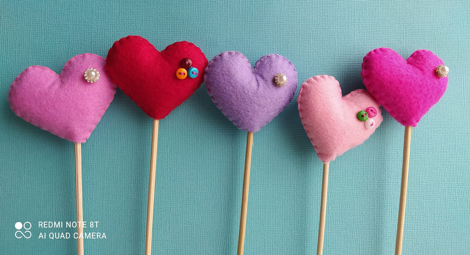 Heart of felt on a stick Valentine's Day gift Etsy