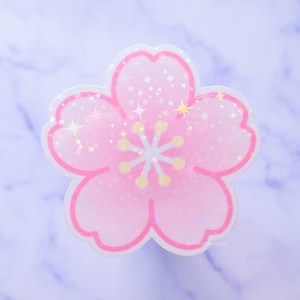 Adesivo Sakura / Adesivo olografico, Arte dei fiori di ciliegio, Estetica giapponese, Decorazioni primaverili, Cancelleria kawaii, Adesivo in vinile carino
