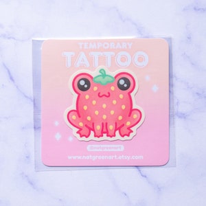 Frog Tattoo | Temporary Tattoo, Strawberry Frog, Kawaii Accessories, Party Bag Filler, Kids Birthday Gift, Cute Animal Gift, Frog Lover Gift