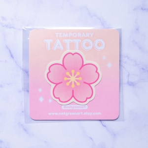 Sakura Tattoo | Temporary Tattoo, Cherry Blossom, Japan Aesthetic, Flower Tattoo, Kawaii Accessories, Party Bag Fillers, Kids Birthday Gift