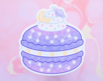 Macaron Sticker | Cute Food Stickers, Galaxy Decor, Space Aesthetic, Kawaii Dessert, Baker Gift, Waterproof Decal, Glossy Vinyl Sticker