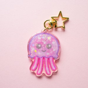 Jellyfish Keyring | Holographic Keychain, Sea Creature Charm, Ocean Accessory, Space Aesthetic, Kawaii Bag Charm, Cute Animal Gifts