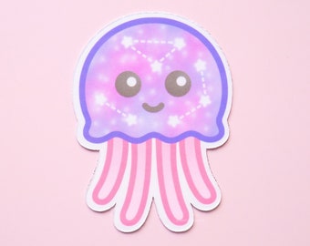 Jellyfish Magnet | Kawaii Fridge Magnet, Cute Animal Art, Refrigerator Decor, Ocean Illustration, Space Decorations, Aquatic Life