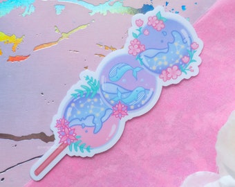 Dango Sticker | Kawaii Whale, Dessert Sticker, Cute Food Art, Japan Snack, Magical Accessories, Waterproof Decal, Glossy Vinyl Sticker