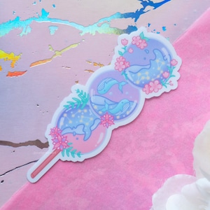 Dango Sticker | Kawaii Whale, Dessert Sticker, Cute Food Art, Japan Snack, Magical Accessories, Waterproof Decal, Glossy Vinyl Sticker