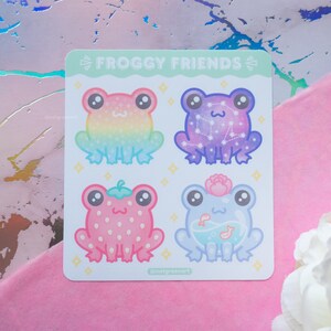 Frog Sticker Sheet | Mini Vinyl Stickers, Cute Frog Decor, Strawberry ...