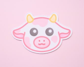 Pink Cow Magnet | Kawaii Fridge Magnet, Cute Farm Animals, Refrigerator Decor, Cottagecore Art, Kitchen Accessories, Milk Magnet, Vegan Gift