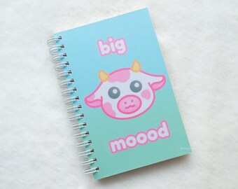 Cow Notebook | A6 Spiral Notebook, Cute Lined Journal, Pocket Diary, Mini Planner, Kawaii Notepad, Animal Stationery, Personal Organiser