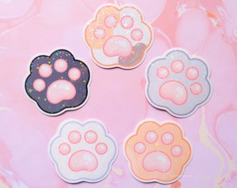 Katzenpfoten Aufkleber | Holographische Aufkleber, Zehenbohnen, Katzenaufkleber, Kawaii Stationery, Cute Animal Art, Kätzchen Illustration, Geschenk für Katzenliebhaber