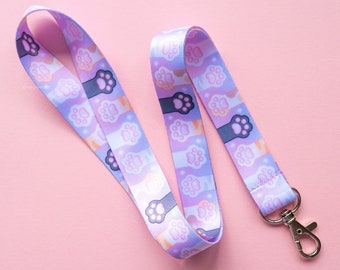 Cat Lanyard | Kawaii Badge Holder, Cute Cat Paws, Neck Strap, College Essentials, Lanyard For Keys, Office Accessories, Toe Beans
