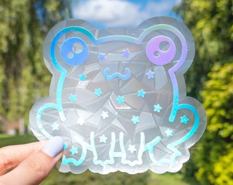 Frog Suncatcher | Rainbow Maker, Cute Window Sticker, Kawaii Decoration, Space Art, Kids Room Decor, Frog Lover Gift, Static Window Cling