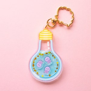 Jellyfish Keyring | Shaker Keychain, Kawaii Acrylic Charm, Ocean Accessories, Cute Animal Gifts, Potion Decor, Sea Creature Keyring