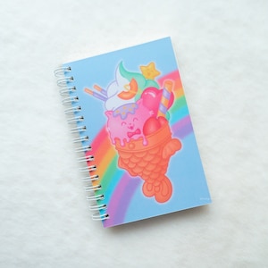 Taiyaki Notebook | A6 Spiral Notebook, Cute Lined Journal, Pocket Diary, Mini Planner, Kawaii Notepad, Food Stationery, Japan Gifts